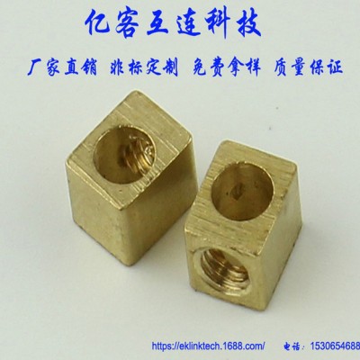 压线框端子铜方块 智能家电铜柱 铜螺母用于贯通式端子台铜接线柱图3