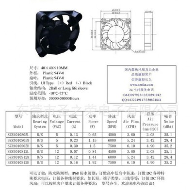 4010散热风扇 DC4010小风扇 双滚珠图1