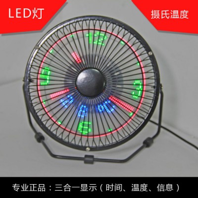 批量 炫彩LED温度与时钟迷你小风扇 usb大风力静音风扇定制图2