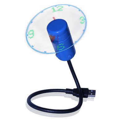直销 USB软管带时钟小风扇 LED闪字带时钟风扇 便携迷你风扇图1