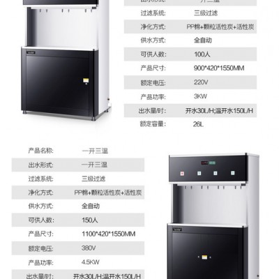 丽浦娜 柜式开水器/柜式净水饮水机/校园饮水机/开水器（豪华款+3级净化+1开2温）图5