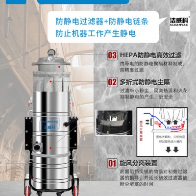 洁威科380V防爆工业吸尘器 化工厂专用吸尘器 5500W吸氧化物用除尘设备图5