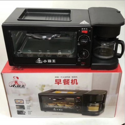 小霸王多功能早餐机 家用烤面包机三合一自动电烤箱咖啡机黑色图3