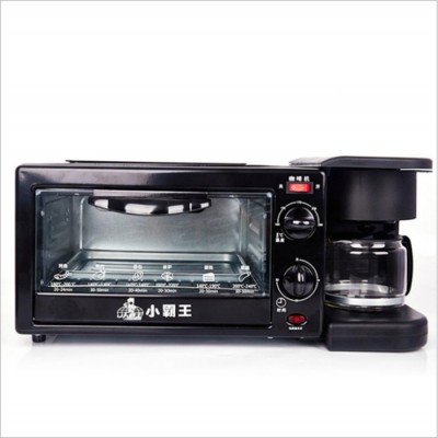 小霸王多功能早餐机 家用烤面包机三合一自动电烤箱咖啡机黑色