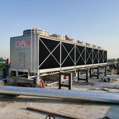 上海本研制冰机配套用嘉定BY-H-200TC7方形横流冷却水塔 无飞水点波斜纹填料 超静音电机风机减速机图5
