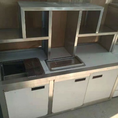 不锈钢商用工作台  定制自己喜欢的奶茶店调理台   制冰机上方操作柜样式图5