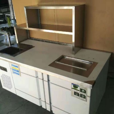 不锈钢商用工作台  定制自己喜欢的奶茶店调理台   制冰机上方操作柜样式图4