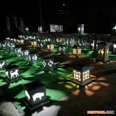 【洛彤】石雕太阳能石灯 现代简约园林景观石灯 照明灯庭院户外仿古石灯笼