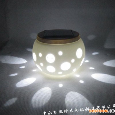 太阳能装饰灯、太阳能LED小夜灯、太阳能LED台灯、圆孔陶瓷