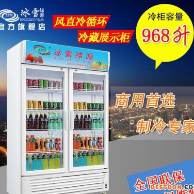 商用冷柜 水果保鲜柜立式冰柜 超市双门展示柜 士多店饮料冷藏