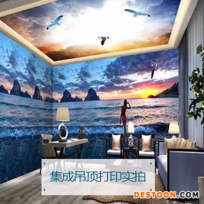 集成天花板吊顶喷绘机器UV平板打印机 地板木纹图案uv数码印刷机 集成吊顶打印机图1