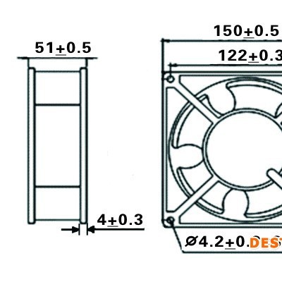 冠凌15050mm双滚珠散热风扇AC220V大风量工业排风扇