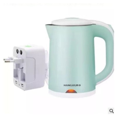 厂家直销家用小型电热壶0.6L兰色宝不锈钢双层保温小功率热水壶图2