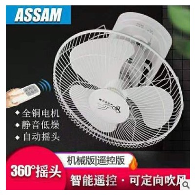 Assam铝叶楼顶扇16寸FD40-G11A客厅家用吸顶扇摇头工程吊顶电风扇