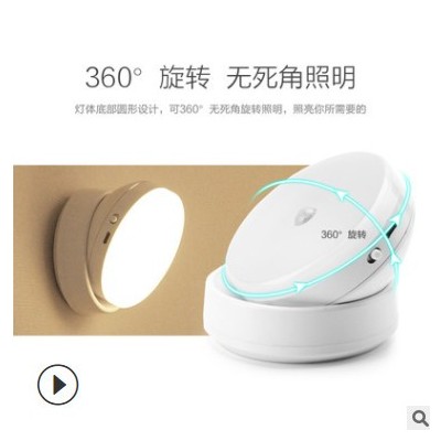 创意USB360度旋转小夜灯 卧室床头过道马桶衣橱柜灯人体感应灯led