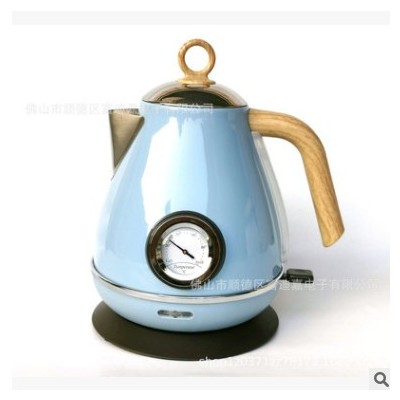 复古木纹烤漆 家用电热水壶 民宿 颜值带温度显示电热水壶